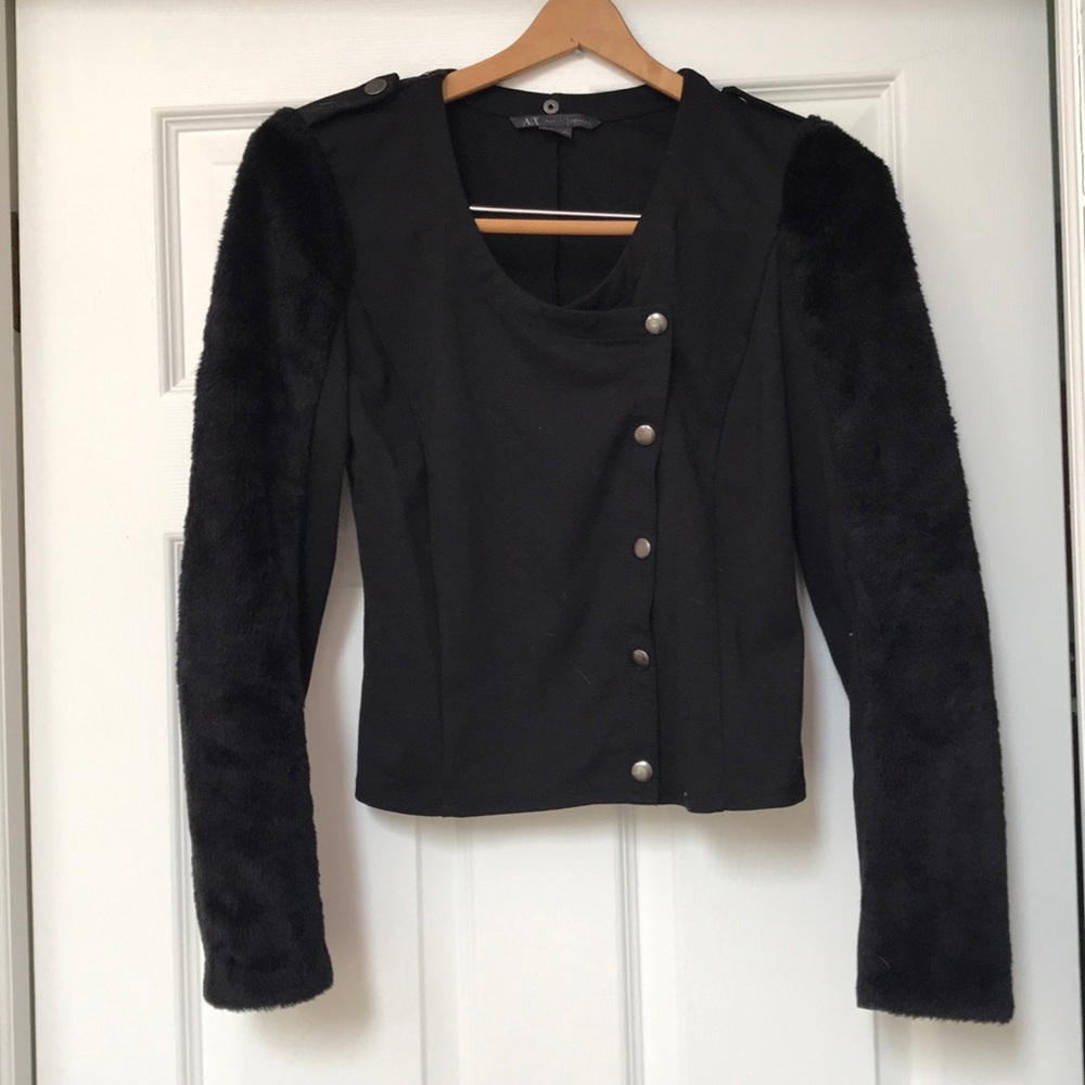Armani Exchange Knit jacket with faux fur sleeves